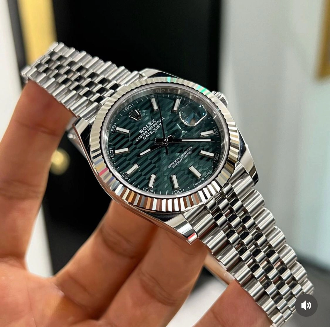 Rolex oyster perpetual Green steel dial 7AA Qaulity