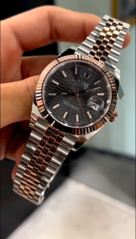 Rolex oyster-perpetual rosegold black steel dial (7AA Quality)