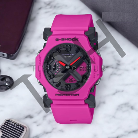 G Shock protection magenta round dial (7A Quality)