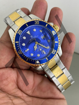 Rolex round blue dial silver-gold chain (5A Quality)