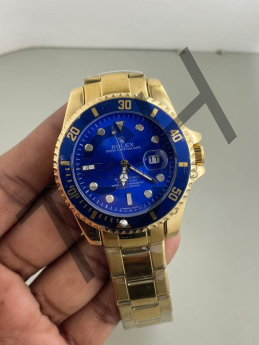 Rolex round blue dial gold chain (5A Quality)
